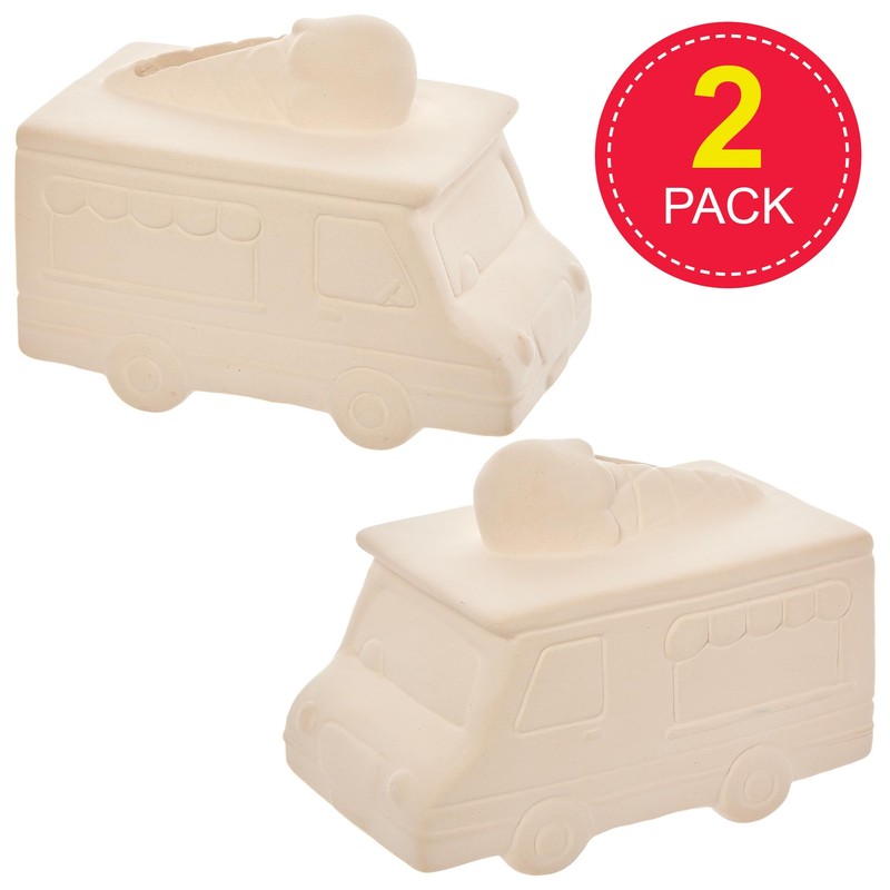 Baker Ross FX708 Ice Cream Van Ceramic Money Banks -