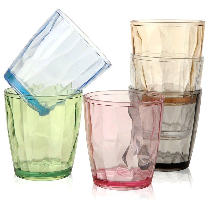 LOLYSIC 6Pcs Unbreakable Plastic Tumblers, 330ml / 12oz Reusable Plastic