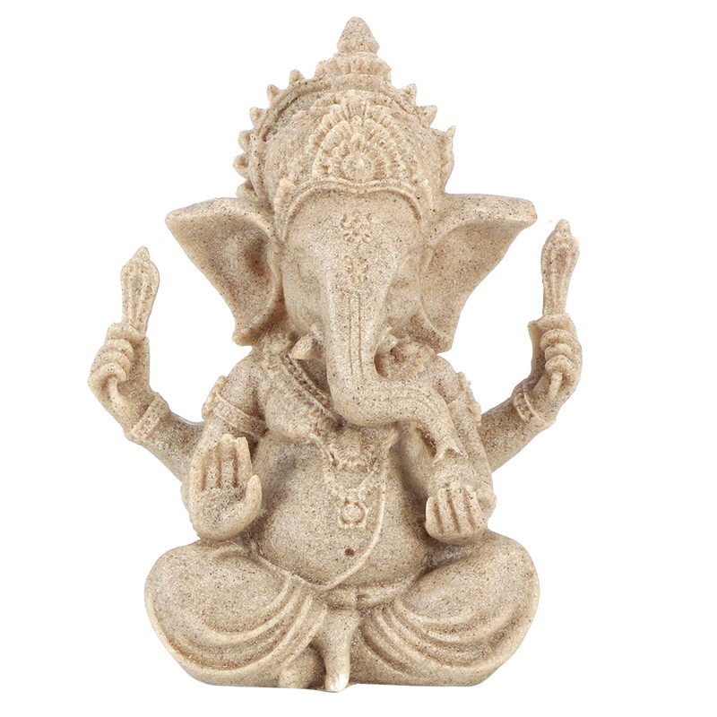 Sandstone Resin Indian Ganesha Elephant God Statue Fengshui Buddha Sculpture