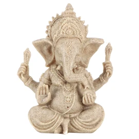 Sandstone Resin Indian Ganesha Elephant God Statue Fengshui Buddha Sculpture Home Decor Crafts