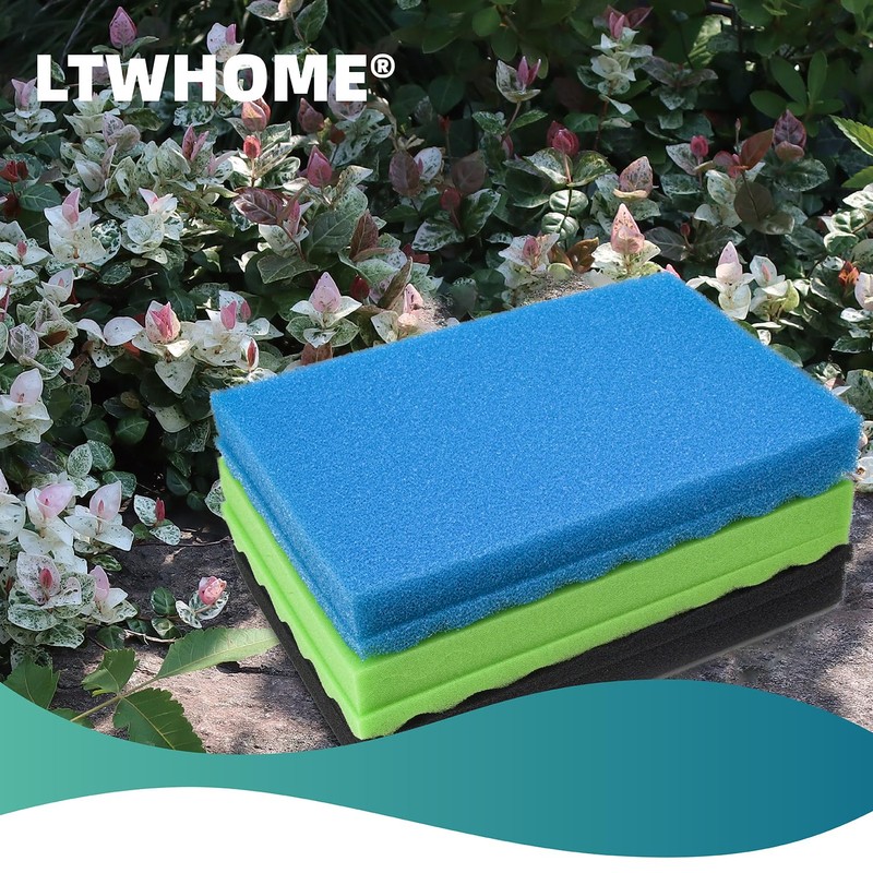 LTWHOME Fish Pond Foam Filter Sponge Set 17" X 11"