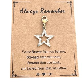 AMOBESTER Gold Rhinestone Star Clip on Pendant Charms for keychain DIY Necklace and Bracelet