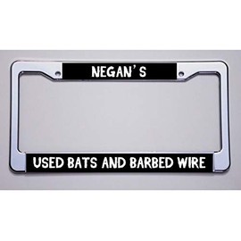 License Plate Holder for ! Walking Dead Fans. for Negan's/Used Bats and Barbed Wire License Plate Frame Model-RT55-FG256