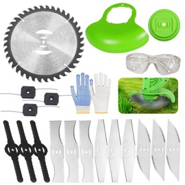 SIGANDG Cordless Strimmer Metal Blades 20 PCS Grass Strimmers Metal Blades Set Garden Strimmers Accessories Comes with goggles and gloves for Outdoor Tough Weeds Undergrowth Grass Cutting