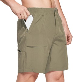 baleaf Men's 7" Casual Shorts for Summer Elastic Waist Quick Dry Lightweight Short with Cargo Hiking Fishing Sage Size XXL