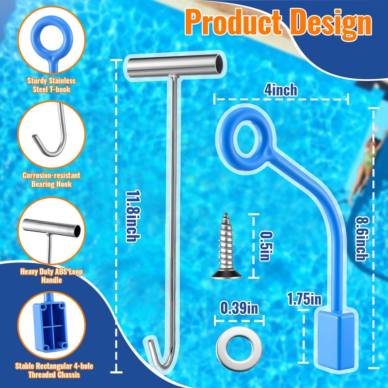 Pool Skimmer Basket Hook, Universal Skimmer Basket Handle for Inground