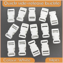 AERZETIX - 14er-Pack Schnallen, Schnellverschluss-Clips für Rucksäcke - 20 mm Schlaufe - Gepäck Outdoor-Ausrüstung - Farbe weiß - Kunststoff