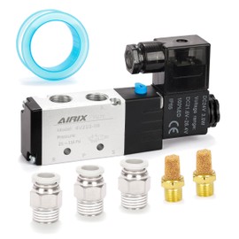 AIRIX 4V210-08 Pneumatic Solenoid Valve DC24V, 2 Position 5 Way, 1/4" NPT, Pilot-Operated Single Coil, Fast Response Electric Air Valve with Junction Box & Quick Connect Fittings