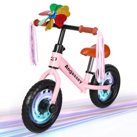 Angessey Toddler Balance Bike, Adjustable Seat & Handlebar for Kids 2 Years to 4 Years，Equipped with Colorful Light-up Tires,Kids Will Like it More，It is The Best Child Toy Gift for Boys and Girls