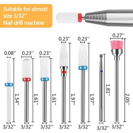 Ceramic Nail Cutter Bits Cuticle Nail Drill Gel Nails Attachments Remove Gel Acrylic Cuticle Cutter Bits for Manicure Pedicure Home Use Pack of 7