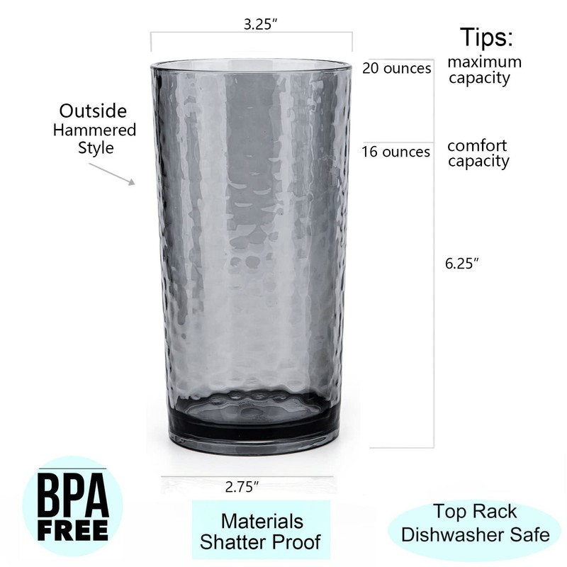 KX-WARE 14-ounce and 20-ounce Acrylic Glasses Plastic Tumbler, set of