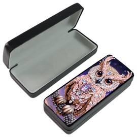 DCIDBEI Diamond Painting Aufbewahrungsbox Sonnenbrillen Tragbares Malen nach Zahlen Brillenetui Sonnenbrillenetui Sonnenbrillenbeutel Slim Case für Damen Herren Brille Kurzsichtig Modebrillen Eule