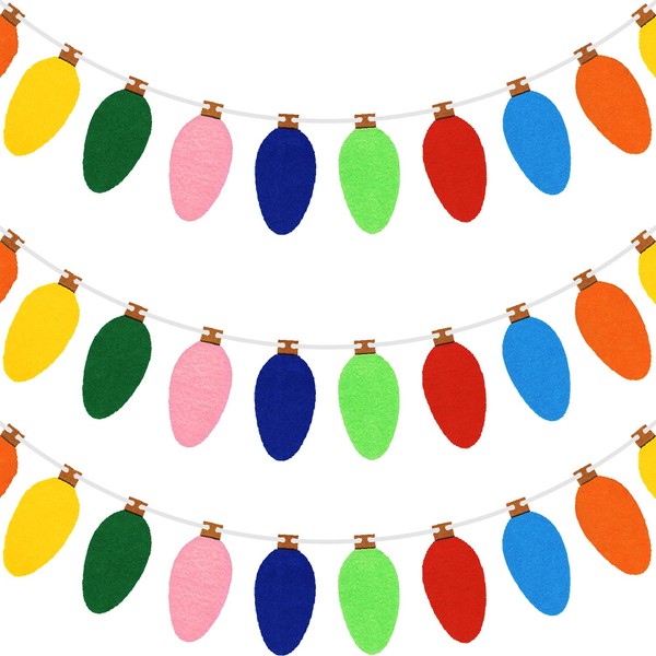 Christmas Felt Garland Light Bulb Garlands 4 Pieces Colourful Felt