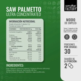 Saw Palmetto 10:1 60 Cápsulas, Ultra Concentrado, Mejora la Salud Prostata y del Sistema Urinario en Hombres y Mujeres, Combate Hiperplasia, Anticaida de Cabello, Calidad Premium