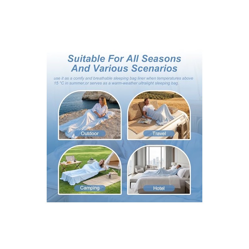 Ultralight Silky Soft Sleeping Bag Liner for Travel