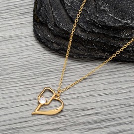 Born to Rally Pickleball Necklace - 18k Gold Plated Pickleball Heart Paddle Pendant, Pickleball Jewelry, Pickleball Gifts For Women, Pickleball Gift (Gold)