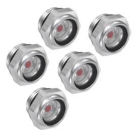CoCud Air Compressor Oil Sight Glass, | M20x1.5mm Male Thread | Aluminum Hex Head Oil Liquid Level Indicator Glass Window - (Applications: for Gearbox Fittings), 5-Pieces