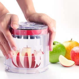 Newness 5.12-Inch Apple Slicer - 16 Slices, Ultra-Safe & Heavy-Duty Stainless Steel Extra Large Apple Cutter, Upgraded Cut Apples All The Way Through, with Transparent Bowl