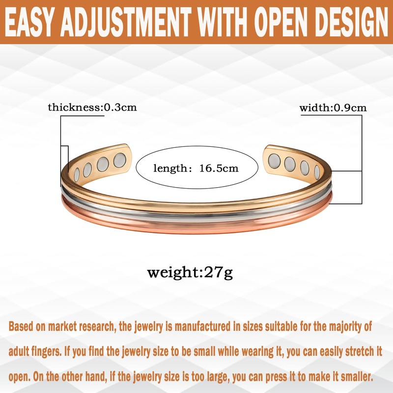 Magnetic Copper Bracelet and Ring Set for Arthritis for Men