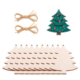 50PCs Natural Wooden Slices DIY Unfinished Wood Pieces for Crafts Xmas Tree Wooden Christmas Ornaments Hanging Wood Slices Holiday Hanging Decorations (Trees)