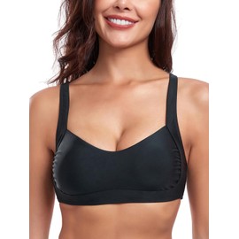 Ocean Blues Women's Black Bandeau Bikini Top Twist Front Bikini Top for Women Size Large