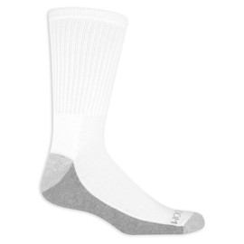 Fruit of the Loom Men's 12 Pair Pack Dual Defense Cushioned Socks, White/Grey Sole, 6.5-12
