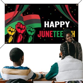 WBCBEC Juneteenth Day Background Banner Decoration African American Independence Day June 19 1865 Celebrate Freedom Day Supplies Photo Booth Prop Wall Decorations for Indoor/Outdoor
