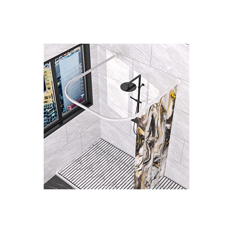 U Shaped Shower Curtain Rod, Adjustable Genuine 304 Stainless Bathroom