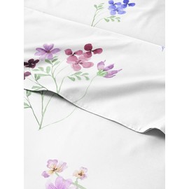 5 Piece Split King Butterfly Bed Sheets Set – Flat Sheet 108 x 102, 2 Fitted Sheets 39 x 80 and 2 Pillowcases 20 x 40 – Deep Pocket, Soft Lavender Botanical Bed Sheets – Oeko-TEX Pink Flower Sheet Set