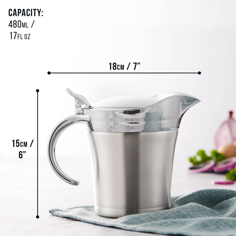 Oak & Steel - Double-Walled Insulated Gravy Sauce Thermal Jugs,