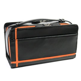 United HOMME Cross Line x Horse Leather Double Zipper Second Bag (Orange), orange