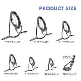 NIERBO 7pcs Rod Ring Fishing Rod Repair Kit Fishing Rod Guide Spinning Casting Fishing Rod Guides Eye Ring Spinning Rod Tip Tops 1 Tip Ring 6# and 6 Foot Rings 6#,8#,10#,12#,16#,20#
