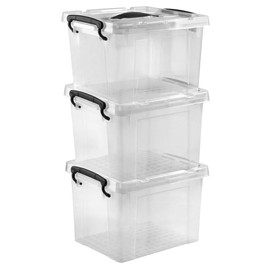 AG BOX Cajas De Almacenamiento 3pz Transparentes 6 Litros, contenedores de almacenamiento con tapa, Set de 3 cajas organizadoras con tapa.