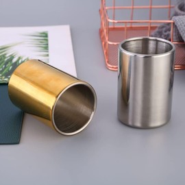 Wyjuan 1Pc Gold Stainless Steel Fruit Fork Holder Dessert Spoon Holder Food Picks Holder Cocktail Stick Holder Jar Kitchen Utensil Holder Cup Tableware