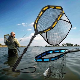 Fishing Net with Black Pole, Landing Net for Bass Trout