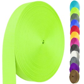 Nylon Webbing 1.5 Inch, Heavy Duty Nylon Webbing Strap 12 Yard,Durable Nylon Strapping for Indoor or Outdoor Gear, DIY Crafting, Repairing (Fluorescent Green, 1"-12 Yard)