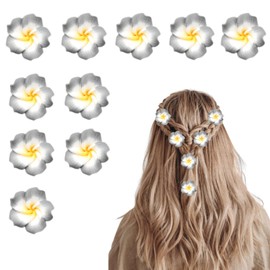10 Pcs Plumeria Hair Clip, Plumeria Flowers, Flower Hair Clips, Mini Flowers Clips, Hawaiian Hairs Clip, Hawaiian Hairs Claw, Small Frangipani Hibiscus Barrettes, Mini Frangipani Accessories