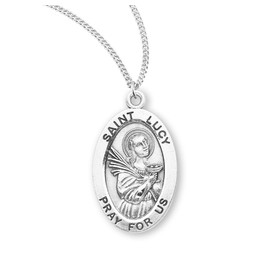 Sterling Silver St. Lucy Medal With 18" Chain Necklace