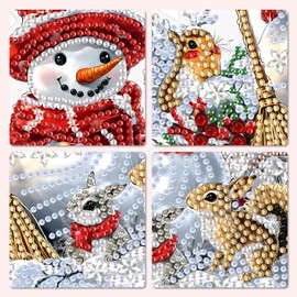 MXJSUA Christmas Snowman Special Shaped Hanging Diamond Painting Art Kits for Adults, Animals Crystal Acrylic Gem Art Pendant Ornaments Kit for Home Decor and Gift 19.2x19.8CM