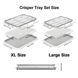 Air Fryer Basket for Oven, 2 Set Air Fryer Pan and Cripy Tray Set with 60 PCS Parchment Papers, THORSES Thickened Stainless Steel NonStick Air Fryer Basket and Pan (18.8"x12.8" & 15.7"x11.6")