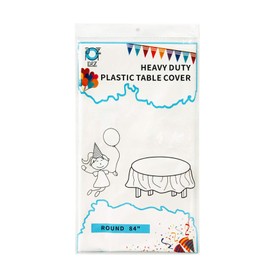 D&Z 6 Pack White 84" Round Plastic Tablecloth Table Cloth Disposable Table Covers for Party Birthday Wedding Christmas