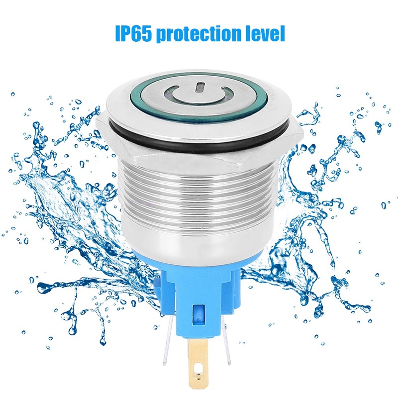 2Pcs DC3-6V 22mm 6-Pin Push Button Switch Stainless Steel Reset