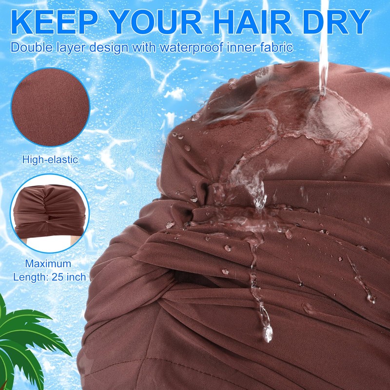 Yearntown 4 Pcs Swim Caps for Women Swimming Turban Polyester