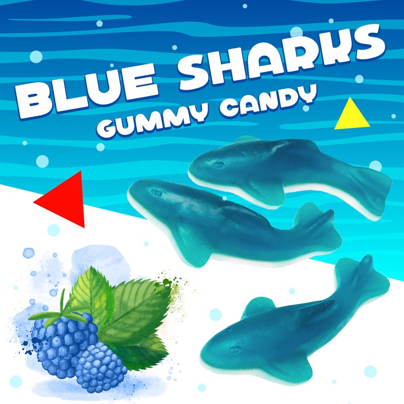 Blue Sharks Gummy Candy | 1 Pound Bulk Bag |