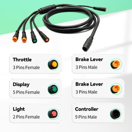 MUSELK Electric Bike 1T4/1T5 Waterproof Cable Controller Light Ebrake Throttle Display E-Bike Cable Conversion Accessories