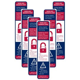 6 Pack Magnetic Lockdown Strips for Iron Door Frames High-Density Magnet Security Devices for School and Office Effective and Easy Solution for Emergency Lockdowns (White-Blue)