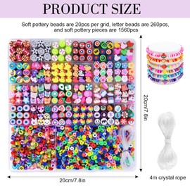 GIDWRIY 2300 Pieces Beads for Threading Children's Bracelets DIY Jewellery Craft Sets Girls Chains Crafts, Polymer Clay Beads Craft Set Colourful, Bead Set for Necklace, DIY Bracelet Set for Crafts