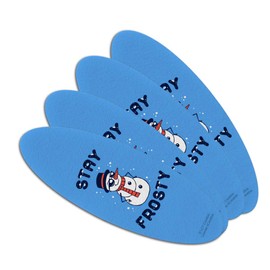 Stay Frosty Chill Snowman Funny Humor Double-Sided Oval Nail File Emery Board Set 4 Pack
