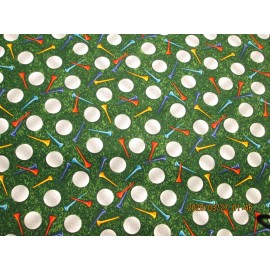 Timeless Treasures GOLF BALLS & TEES by TIMELESS TREASURES 100% COTTON ON GREEN 1/2 YARD PIECE