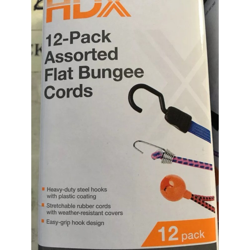 HDX Lot of 2 HDX 12 Packs Flat Bungee Cords